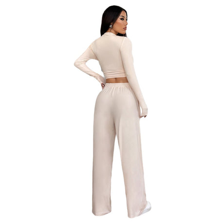 Sports style high elasticity long sleeved wide leg pants set - V.I.P Digital Presence