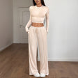Sports style high elasticity long sleeved wide leg pants set - V.I.P Digital Presence