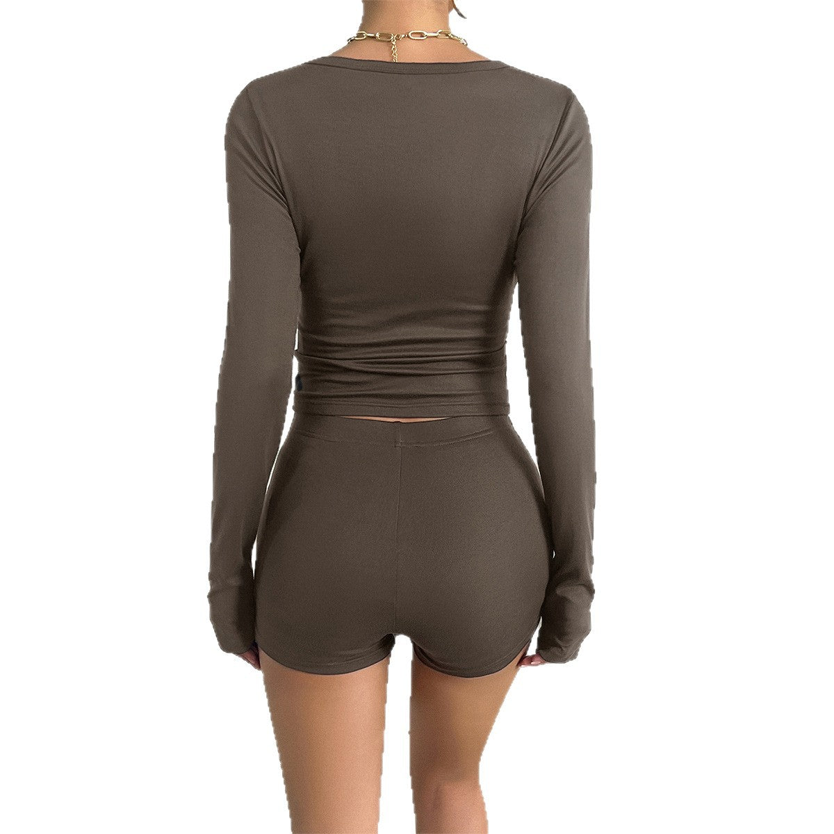 Sports style long sleeved T-shirt shorts set for women - V.I.P Digital Presence