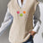 Spring and Autumn V-neck Simple Vest Hand Hook Flower Splicing Machine Woven Sweater Clip - V.I.P Digital Presence