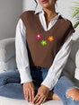 Spring and Autumn V-neck Simple Vest Hand Hook Flower Splicing Machine Woven Sweater Clip - V.I.P Digital Presence