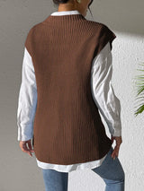 Spring and Autumn V-neck Simple Vest Hand Hook Flower Splicing Machine Woven Sweater Clip - V.I.P Digital Presence