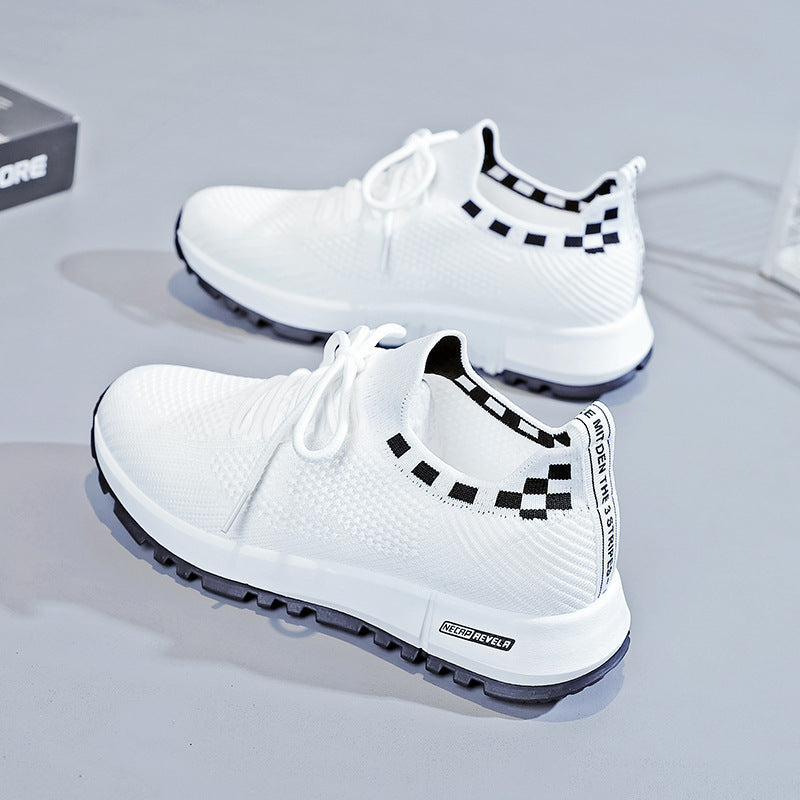 Spring and summer new women's shoes with soft soles, durable and lightweight, white shoes, fashionable and trendy, fly woven mesh running shoes, casual shoes - V.I.P Digital Presence