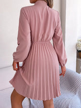 Spring and summer temperament tied waist long sleeved pleated skirt - V.I.P Digital Presence