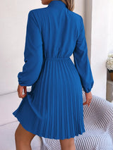 Spring and summer temperament tied waist long sleeved pleated skirt - V.I.P Digital Presence