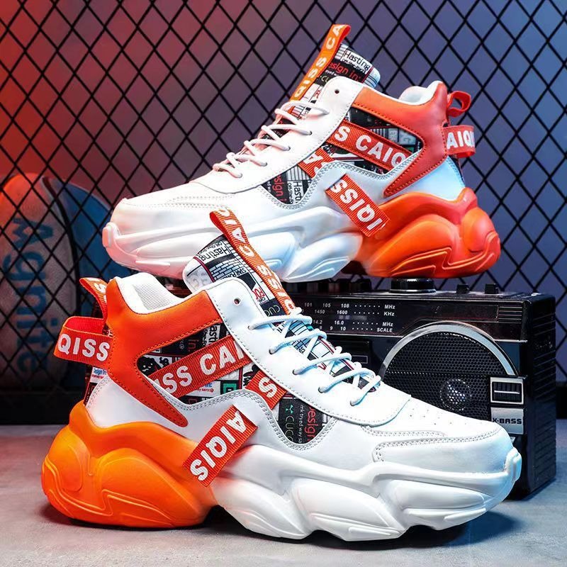 Spring men's shoes, summer high school basketball sports, running shoes for teenagers, casual high cut thick soled dad sneakers - V.I.P Digital Presence