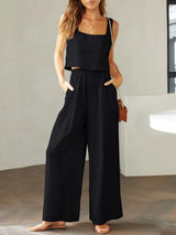Square Neck Top and Wide Leg Pants Set - V.I.P Digital Presence