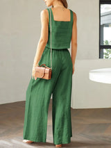 Square Neck Top and Wide Leg Pants Set - V.I.P Digital Presence