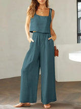 Square Neck Top and Wide Leg Pants Set - V.I.P Digital Presence