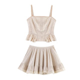 Stacked decorative plaid top+skirt set for women - V.I.P Digital Presence