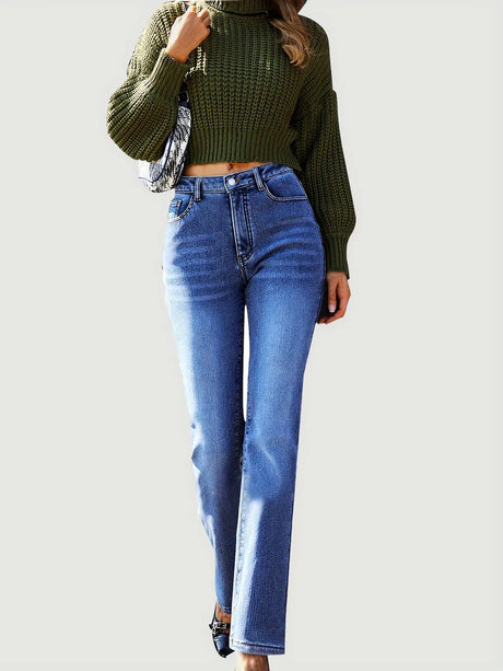 Straight Leg Jeans with Pockets - V.I.P Digital Presence