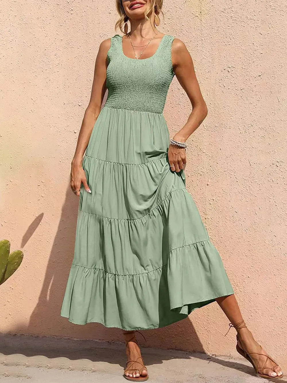 Strap top skirt with pleats and spliced A-line large swing dress - V.I.P Digital Presence