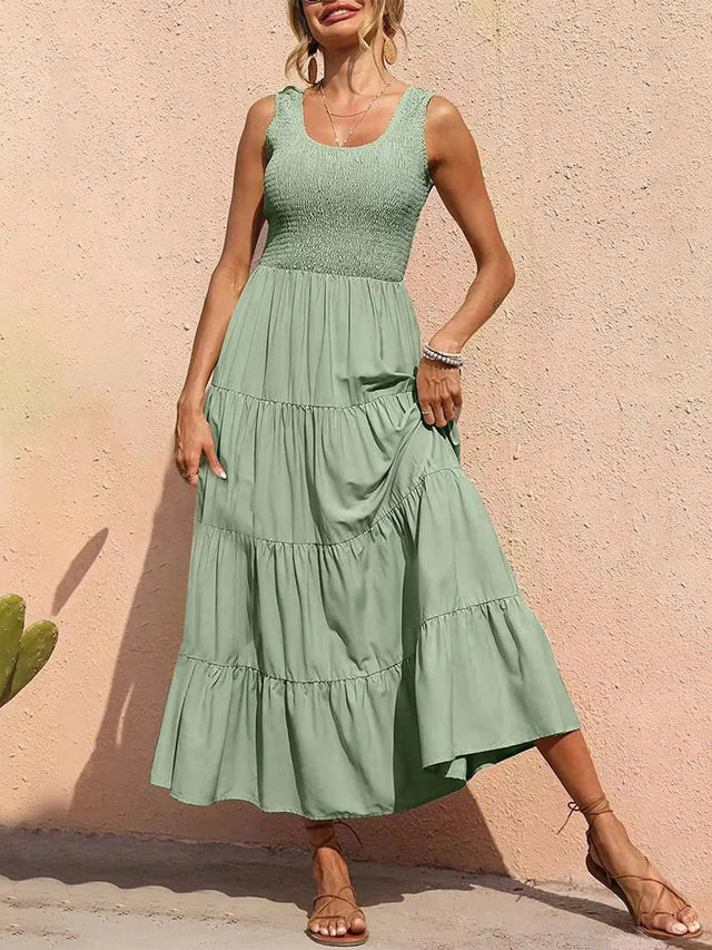 Strap top skirt with pleats and spliced A-line large swing dress - V.I.P Digital Presence