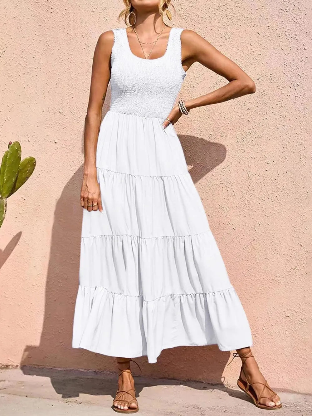 Strap top skirt with pleats and spliced A-line large swing dress - V.I.P Digital Presence