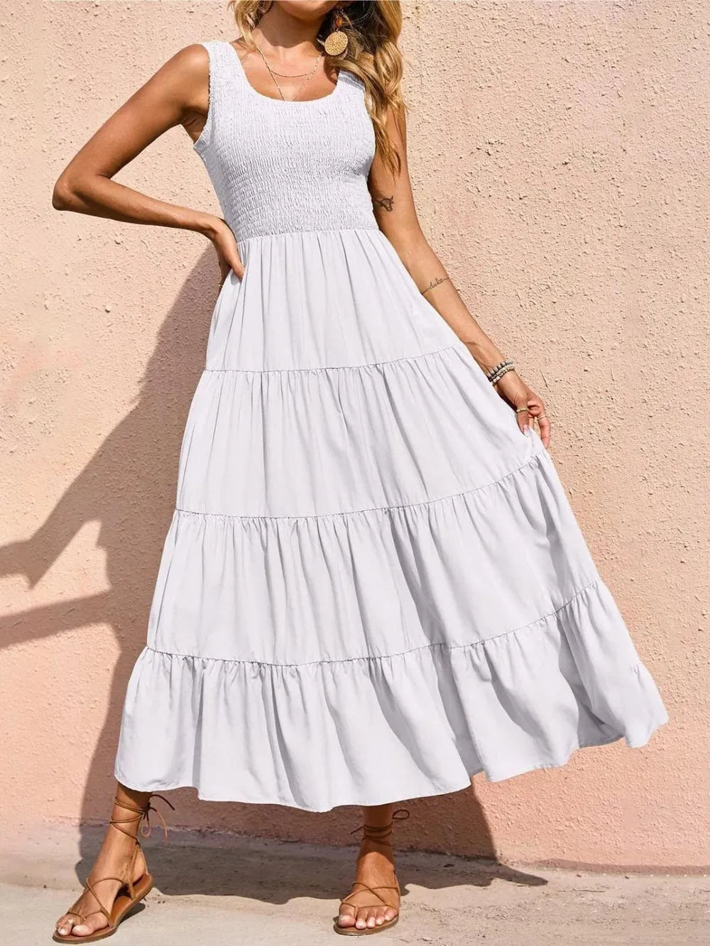 Strap top skirt with pleats and spliced A-line large swing dress - V.I.P Digital Presence