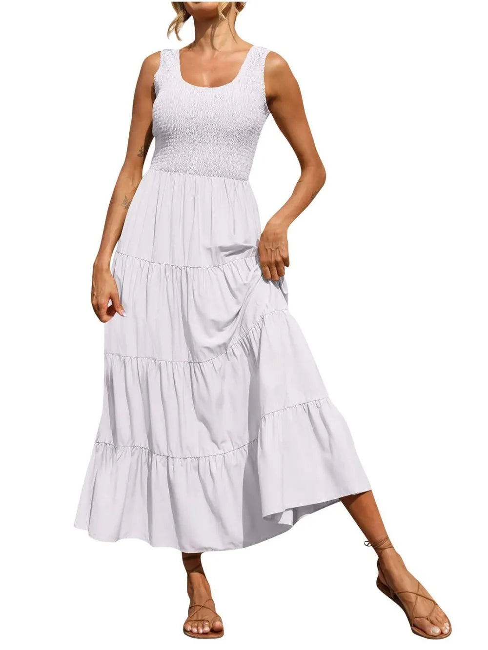 Strap top skirt with pleats and spliced A-line large swing dress - V.I.P Digital Presence