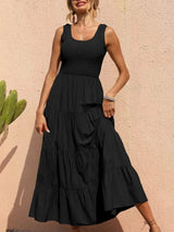 Strap top skirt with pleats and spliced A-line large swing dress - V.I.P Digital Presence