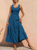Strap top skirt with pleats and spliced A-line large swing dress - V.I.P Digital Presence
