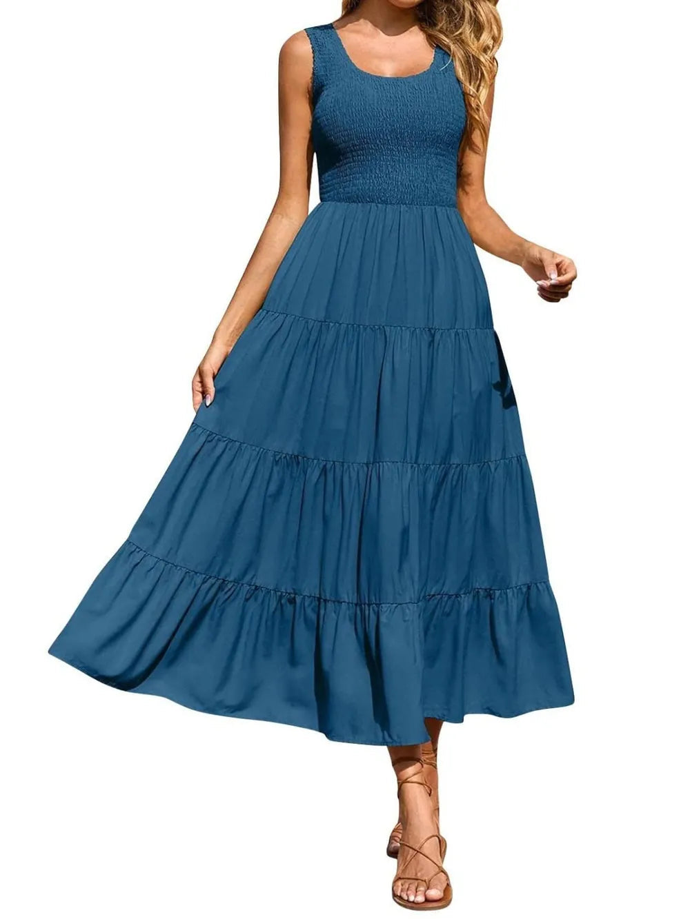 Strap top skirt with pleats and spliced A-line large swing dress - V.I.P Digital Presence