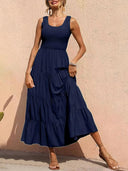 Strap top skirt with pleats and spliced A-line large swing dress - V.I.P Digital Presence