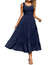 Strap top skirt with pleats and spliced A-line large swing dress - V.I.P Digital Presence