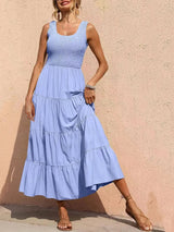Strap top skirt with pleats and spliced A-line large swing dress - V.I.P Digital Presence