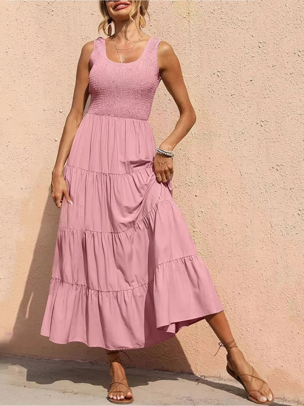 Strap top skirt with pleats and spliced A-line large swing dress - V.I.P Digital Presence