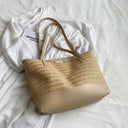 Straw Weave Leather Strap Tote Bag - V.I.P Digital Presence