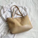 Straw Weave Leather Strap Tote Bag - V.I.P Digital Presence