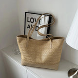Straw Weave Leather Strap Tote Bag - V.I.P Digital Presence
