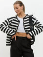 Striped Dropped Shoulder Long Sleeve Cardigan - V.I.P Digital Presence
