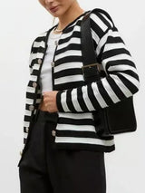 Striped Dropped Shoulder Long Sleeve Cardigan - V.I.P Digital Presence