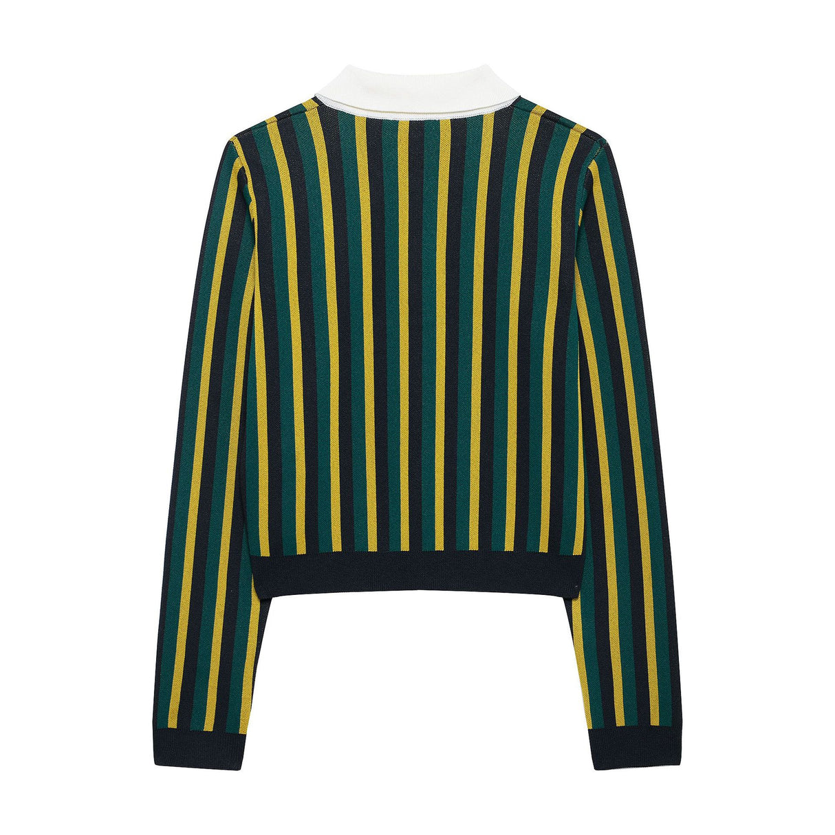Striped lapel long sleeved casual knit sweater - V.I.P Digital Presence