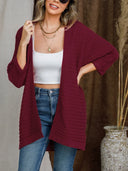 Striped Open Front Knit Cardigan - V.I.P Digital Presence
