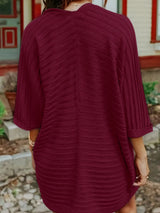 Striped Open Front Knit Cardigan - V.I.P Digital Presence
