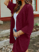 Striped Open Front Knit Cardigan - V.I.P Digital Presence