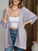 Striped Open Front Knit Cardigan - V.I.P Digital Presence