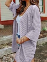 Striped Open Front Knit Cardigan - V.I.P Digital Presence