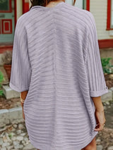 Striped Open Front Knit Cardigan - V.I.P Digital Presence