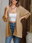 Striped Open Front Knit Cardigan - V.I.P Digital Presence