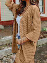Striped Open Front Knit Cardigan - V.I.P Digital Presence
