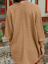 Striped Open Front Knit Cardigan - V.I.P Digital Presence