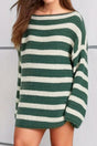 Striped Round Neck Dropped Shoulder Sweater - V.I.P Digital Presence