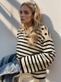 Striped Round Neck Long Sleeve Knit Top - V.I.P Digital Presence
