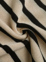 Striped Round Neck Long Sleeve Knit Top - V.I.P Digital Presence