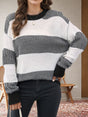 Striped Round Neck Long Sleeve Sweater - V.I.P Digital Presence