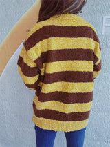 Striped Round Neck Long Sleeve Sweater - V.I.P Digital Presence