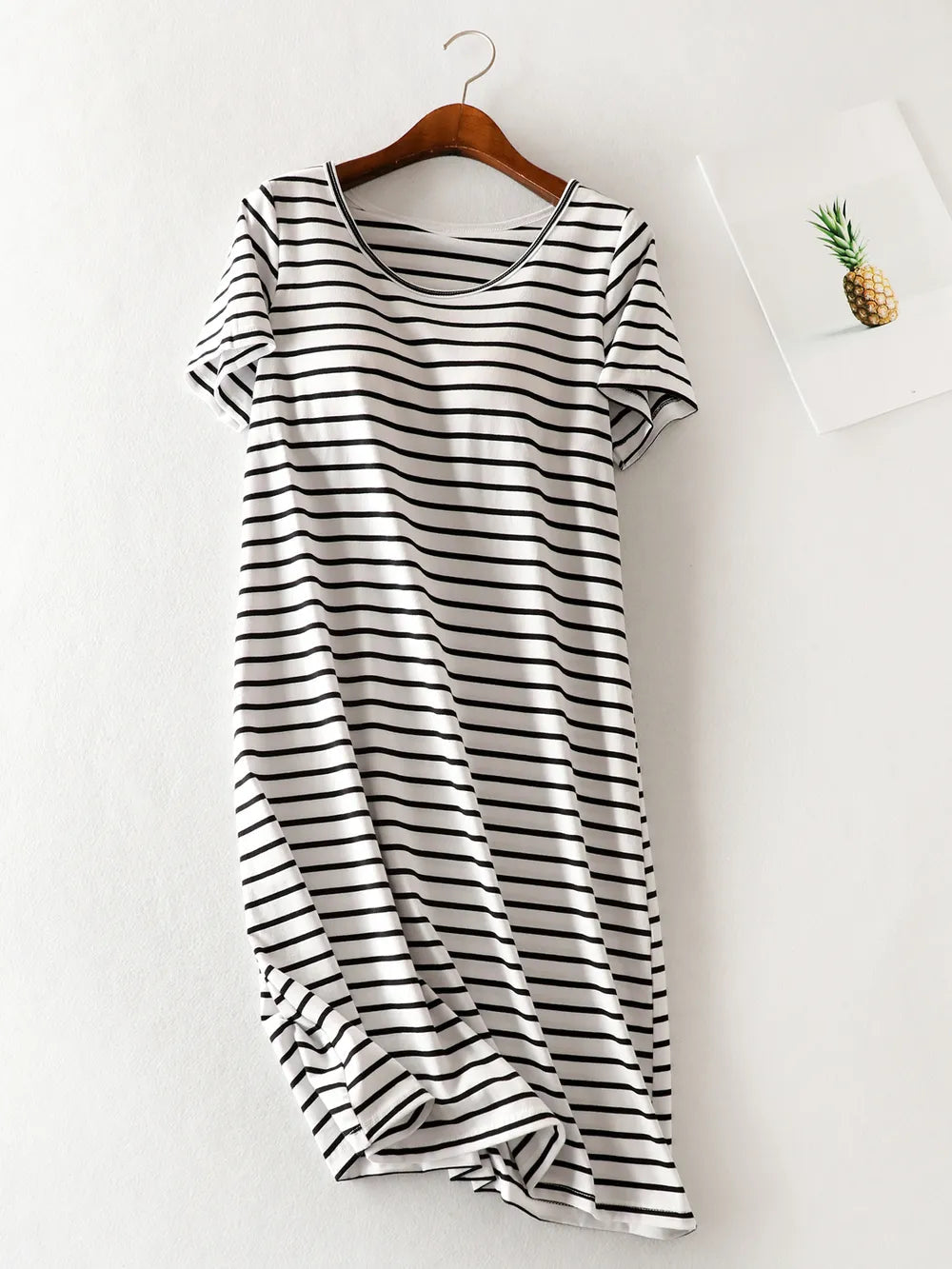 Striped Round Neck Short Sleeve Dress - V.I.P Digital Presence