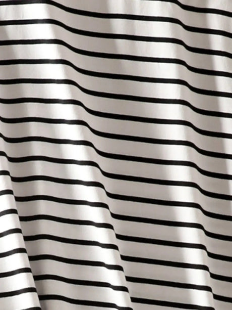 Striped Round Neck Short Sleeve Dress - V.I.P Digital Presence