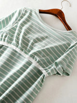 Striped Round Neck Short Sleeve Dress - V.I.P Digital Presence